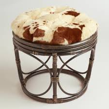 Cowhide Faux Fur Papasan Stool Cushion Hocker Kuhfell Kunstfell