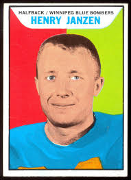 1965 TOPPS CFL FOOTBALL #121 HENRY JANZEN NM WINNIPEG BLUE BOMBERS CARD