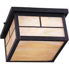 This led light offers savings of approximately 80% and a bulb life of about 50,000. Maxim Lighting International Craftsman Burnished Amber Outdoor Flush Mount Ceiling Light 4059hobu Bellacor
