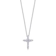 Gold and White Gold Cross Necklace