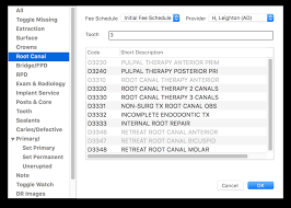 charting menu root canal macpractice helpdesk