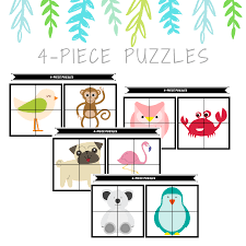 Free Printable 4 Piece Animal Puzzles Printable Puzzles For Kids Free Printable Puzzles Animal Puzzle Printable