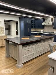 stained ash wood countertop display in