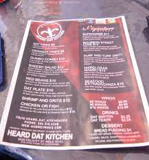It's crafted from steel in a black hue, and it features four legs (with a fifth for sizes full and up) and metal slats to support you and your mattress. Online Menu Of Heard Dat Kitchen Restaurant New Orleans Louisiana 70113 Zmenu
