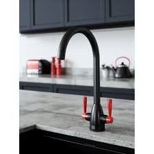 New kitchen by italian cesar, gio, is a perfect example of beautiful combination of black, white and red. Vibrance Twin Lever Black Red Kitchen Sink Mixer Tap Vibrant Taps From Taps Uk