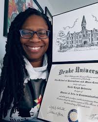 🎓✨ Great end to a crappy week! I picked up my Master's degree today!!!!  Feeling proud and grateful for the journey. Here's to new beginnings! 🎉  #blackgirliowa #drakeuniversity #mastersdegree #ididit