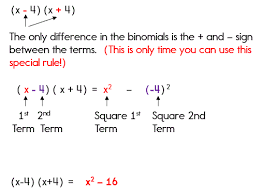 Learn how to factor quadratics that have the difference of squares form. Multiplying Binomials Difference Of Two Squares