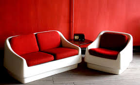 Mod Space Age Couch With Fiberglass Shell With Cherry Tweed Upholstery Retro Furniture Vintage Style Chairs Modern Houses Interior