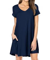 Women Short Sleeve T Shirt Dress V Neck Swing Simple Loose Dress Royal Blue C417ysx5sr2 Casual Short Sleeve Dress Best Casual Dresses Custom Dress Shirts