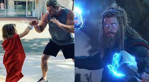 Love and thunder stars chris hemsworth, tessa thompson, natalie portman and christian bale. Chris Hemsworth Fights Mini Thor On Love And Thunder Sets Calls Him The Next Heavy Weight Champion Of The Universe Watch Video Entertainment News The Indian Express