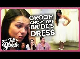 Groom chops off his Bride's wedding dress!