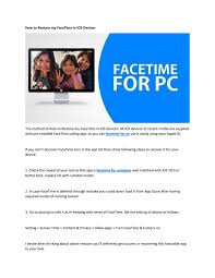 1 system requirements to install facetime on windows. How To Download Facetime For Windows Pc By Facetimesss Issuu