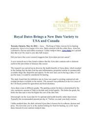 The stage of a cancer describes the size of a tumour and how far it has spread from where it originated. Royal Dates Brings A New Date Variety To Usa And Canada