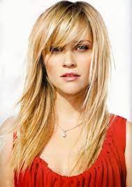 V Shaped Haircut With Side Swept Bangs Long Haircuts With Bangs Long Hair Styles Long Layered Hair