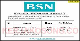 Sehingga pihak bank lebih mudah untuk mengetahui apakah nasabah tersebut memiliki riwayat perbankan yang seperti diketahui nasabah diberikan kebebasan untuk memilih jenis tabungan, jenis simpanan, dan lain. Jawatan Kosong Bank Simpanan Nasional Bsn