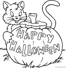 Halloween pumpkin patch coloring pages. Cat And A Happy Halloween Pumpkin Coloring Page Coloringall