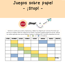 Los juegos con lápiz y papel son muy versátiles, económicos y asequibles. Juegos Sobre Papel Juego Del Stop Avioncito De Papel