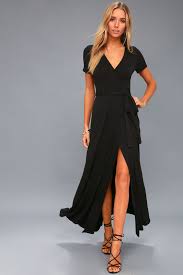 Evolve Black Wrap Maxi Dress Womens Wrap Dress Maxi Dress Black Wrap Dress