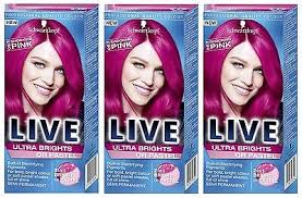 I was looking for a purple hair dye for a while at christmas 2009. Schwarzkopf Live Ultra Brights 093 Shocking Pink Semi Permanent Hair Dye X3 Ebay