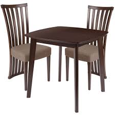 Table 2 Chairs Kitchen Dining Room Set Square Wood Rail Back Design Padded Seats Un Walnut Wood Dining Table Dining Table Setting Wood Dining Chairs