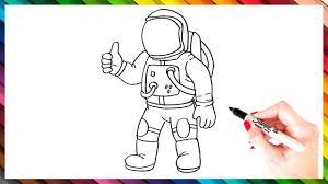 Connect to the body with bumpy lines. How To Draw An Astronaut Step By Step Astronaut Drawing Easy Super Easy Drawing Tutorials Youtube
