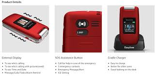 It has large programmable sos panic . Easyfone Prime A1 3g Unlocked Senior Flip Cell Phone Big Button Hearing Aids Compatible Easy To Use Basic Cell Phone With Charging Dock Red