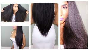 My Straight Hair Routine On Tailbone Length Natural Hair No Heat Damage Video Http Natural Hair Styles Straightening Natural Hair No Heat Straight Hair
