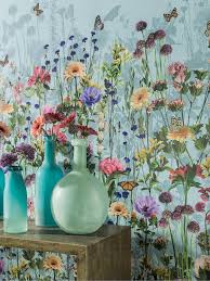 Matthew Williamson Deya Meadow Wallpaper Panel W7265 01 Wallpaper Panels Wall Painting Home Wallpaper