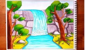 50 gambar sketsa lukisan pemandangan alam hitam putih yang indah. 18 Contoh Gambar Pemandangan Air Terjun Referensi Menggambar