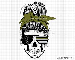 Download Bundle Messy Bun Army Navy Air Force Marines And Coast Guard Svg