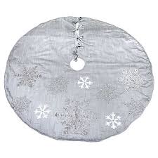 A large scallop border reinforces. Silver Embroidered Beaded Snowflake Tree Skirt Kirklands