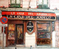 Banderillas de langostinos con mojo. La Casa Del Abuelo Madrid Painting By Tomas Castano Saatchi Art