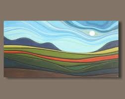 Panoramic Landscape Painting In The Valley Summer Weather Etsy Landscape Paintings Painting Embroidery Wall Art