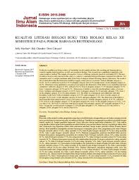 Pembelian buku teks boleh dibuat melalui koperasi sekolah atau kedai buku sekolah. Pdf Kualitas Literasi Biologi Buku Teks Biologi Kelas Xii Semester Ii Pada Pokok Bahasan Bioteknologi Edy Chandra Academia Edu