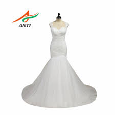 Us 102 5 18 Off Anti Trendy Cross Shaped Pleat Mermaid Wedding Dress Simple Organza Styles Robe De Mariage Bridal Gown Floor Length Hqy151 In