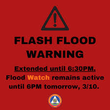 A flood warning is issued when flooding is imminent or occurring. Oahu Emergency Mgmt On Twitter Update Flash Flood Warning Has Been Extended Until 6 30pm Tonight The Flood Watch Remains Active Until 6pm Tomorrow 3 10 For Details Visit Https T Co Np8fcxeyoh Https T Co Zgpiiossxg