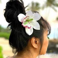 Ear Love Cattleya Orchid Flower Blossom Floral Hair Clip Hawaiian Hairstyles Hawaiian Flower Hair