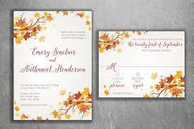 Autumn Wedding Invitation Fall Wedding Invitation September Etsy In 2021 Orange Wedding Invitations Wedding Invitations Leaves Fall Wedding Invitations