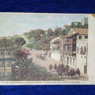 Governor Driving Through Walkeshwar Road Mumbai – Vintage Rare Postcard - BidCurios