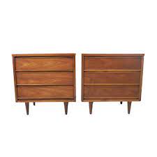 Mid century danish modern nightstands end side tables teak dark wood italian mcm. New Products Pair Of Vintage Mid Century Modern 3 Drawer Nightstands At 1st Sight