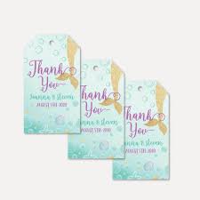 Simply print, cut and place onto your thank you gifts that you will be giving to your guests. Printable Mermaid Baby Shower Thank You Favor Tags Template Hadley Designs