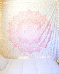 Light Sparkly Rose Gold Mandala Tapestry Pink Bedroom Decor Mandala Tapestry Tapestry