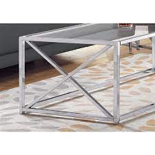 Acrylic, glass and brass glass: Monarch Specialties Monarch Rectangular Glass Coffee Table 44 In Chrome Rona