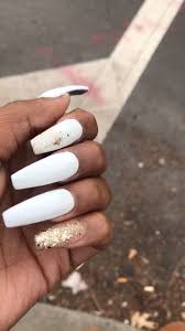Acrylic nail designs are all the rage these days in 2016 and with good reason. White Acrylic Nails Video White Acrylic Nails White Nails With Gold Gold Nails Prom