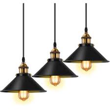 Licperron Industrial Pendant Light E26 E27 Base Vintage Hanging Pendant Lights Retro Pendant Light Fixture Home Kitchen Lighting 3 Pack