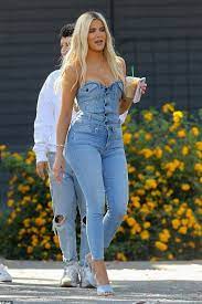 Kim and khloe kardashian wear black while visiting a cryotherapy shop. Khloe Kardashian Steps Out In An Alexander Wang Denim Corset Top And Good American Jeans Khloe Kardashian Outfits Khloe Kardashian Style Kardashian Outfit