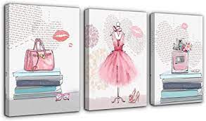 Kunstfotografien in limitierter und nummerierter edition. Canvas Wall Art For Girls Bedroom Pink Fashion Wall Decoration 3 Pieces Picture Artwork Framed Prints