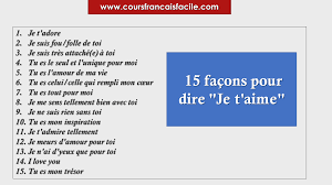 Facons Pour Dire Je T Aime Liste De Vocabulaire Types De Textes Comment Parler Francais