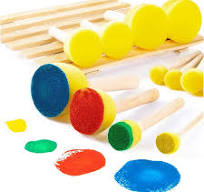 4PCS Round Sponge Foam Brush Set Paint Sponge Brush Wooden Handle Foam  Brush Sponge Painting Tools for Kids Painting Crafts,Yellow