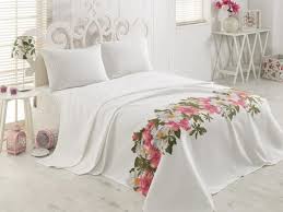 Fixeline By Cotton Box Palma Beyaz Pembe Cift Kisilik Pike Nevresim Takimlari Nevresim Yatak Ortuleri